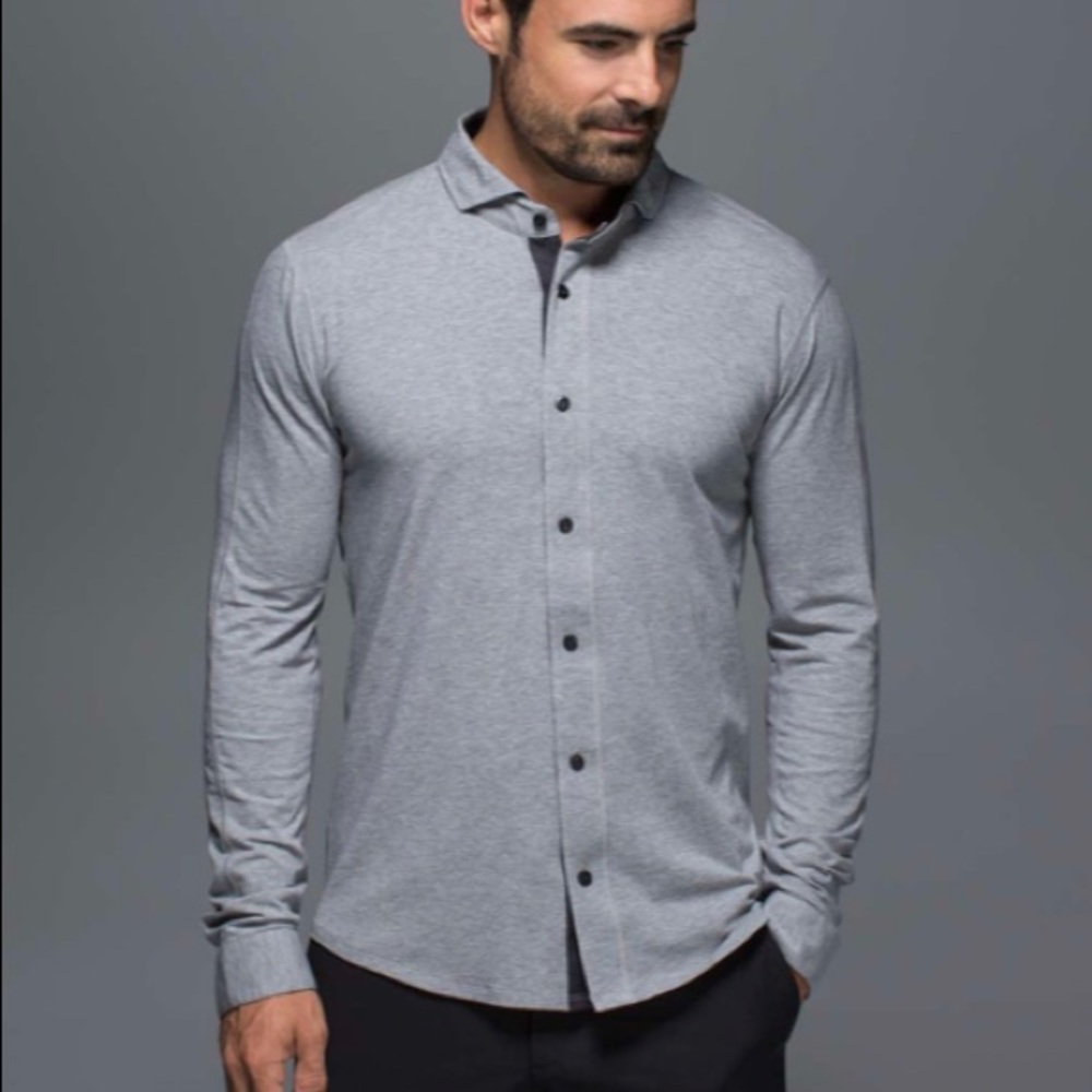 LULULEMON Men’s Rival Button up Long Sleeve Grey Shirt Size L